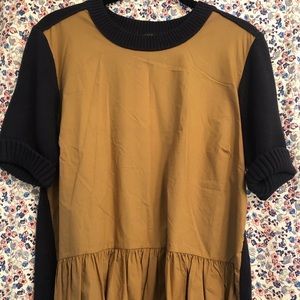 NWT camel and navy JCrew peplum knit sweater